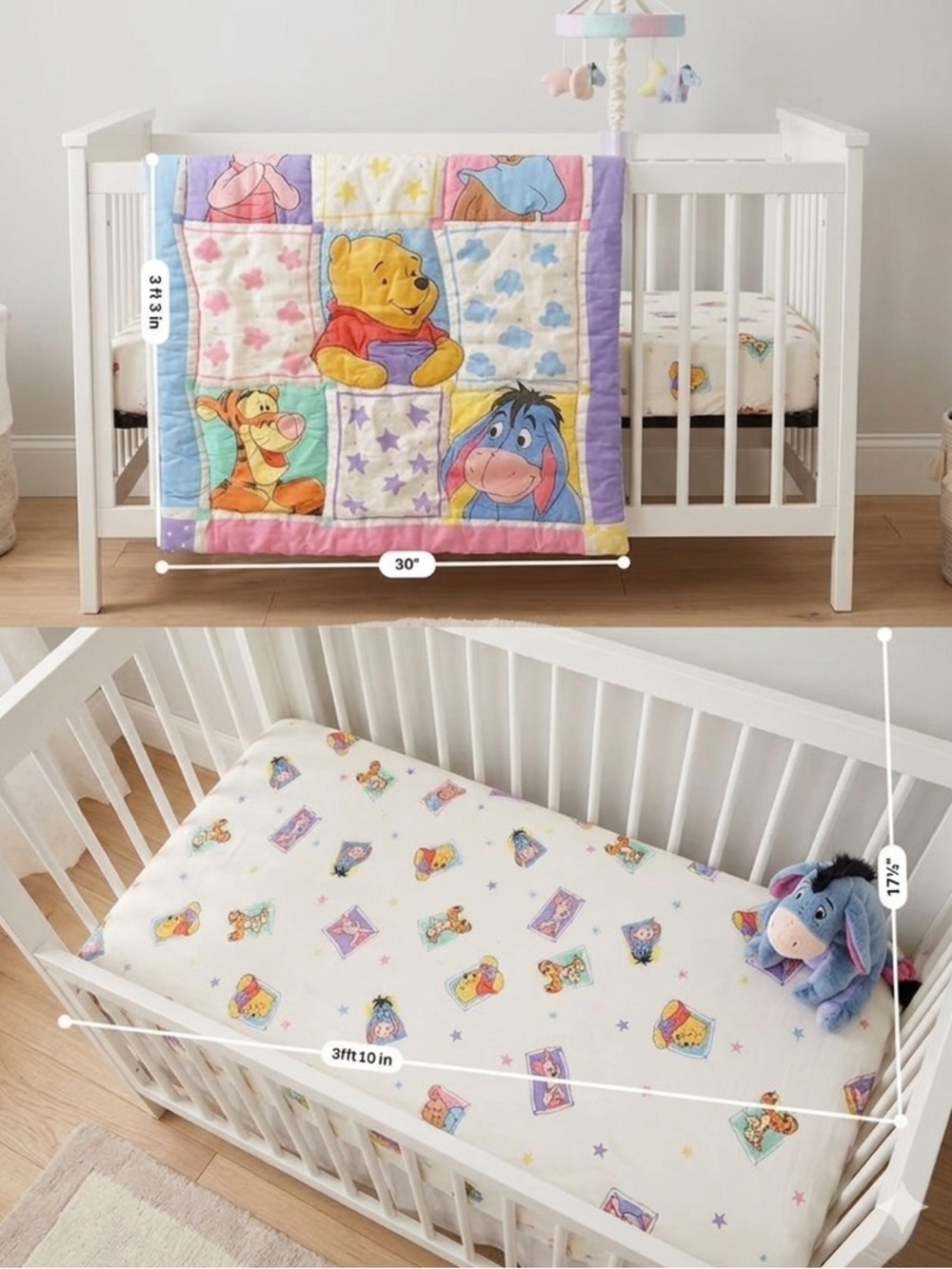 Vtg Disney Winnie The Pooh Crib Comforter
Quilt Pooh and crib fitted sheet